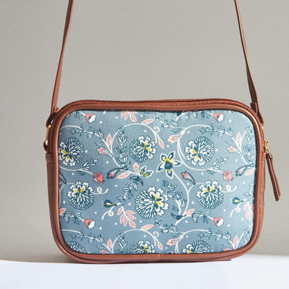 TEAL BY CHUMBAK Women's Sling Bag, Printed Canvas Crossbody Bag with PU Accents, Lightweight and Stylish Shoulder Bag with Zipper Closure for College, Office, Travel and Daily Use