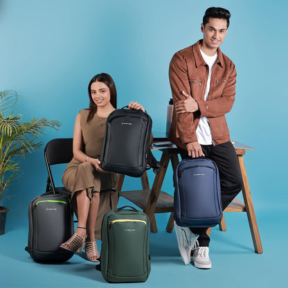 Nasher Miles Queens Passenger Workpack 22 Liters Water Resistant, Padded, Premium Reversed Polyester Olive Green Laptop Backpack | USB charging| Unisex | Ideal For Office