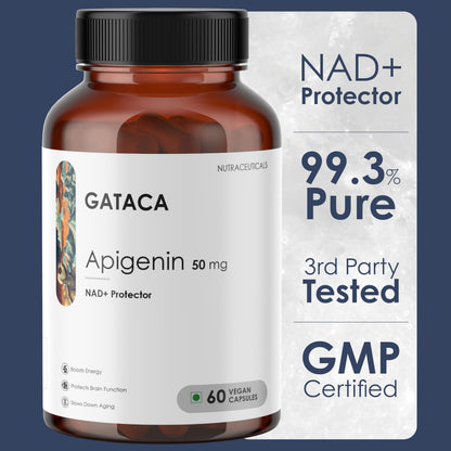 GATACA Apigenin 50 mg | Potent Flavonoid Sleep Support Supplement | Relaxation & Stress Relief | High Absorption Natural Extract | Vegan Non-GMO Capsules | 60 Veg Capsules