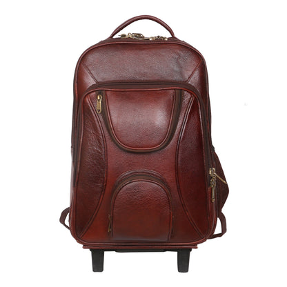 C COMFORT Leather Backpack Bag for Men and Women | Brown Trolley Backpack | Shoulder Backpack