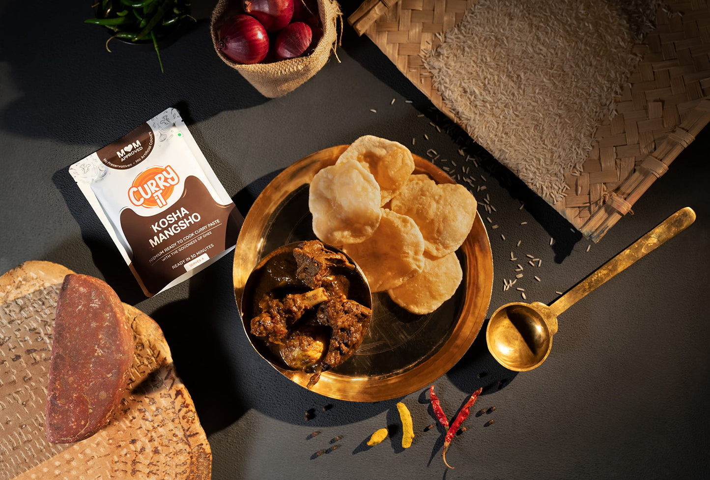 CURRYiT Calcutta Kosha Mangsho Curry Paste 250g | Ready to Cook in 15 mins | Serves 4-6 | Just add Fresh Mutton, Meat, Fish | Goodness of Ghee | No Preservatives | Eat with Chawal Roti | Indian Masala Gravy