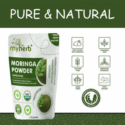 MYHERB Organic Moringa Powder | 227 gm/0.5 Lbs | Ayurvedic For Men And- image 4