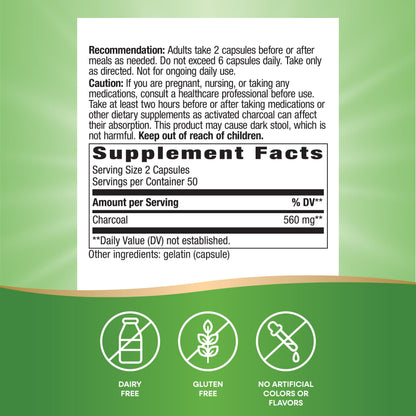 Nature's Way, Charcoal, Activated, 280 mg, 100 Capsules- image 6