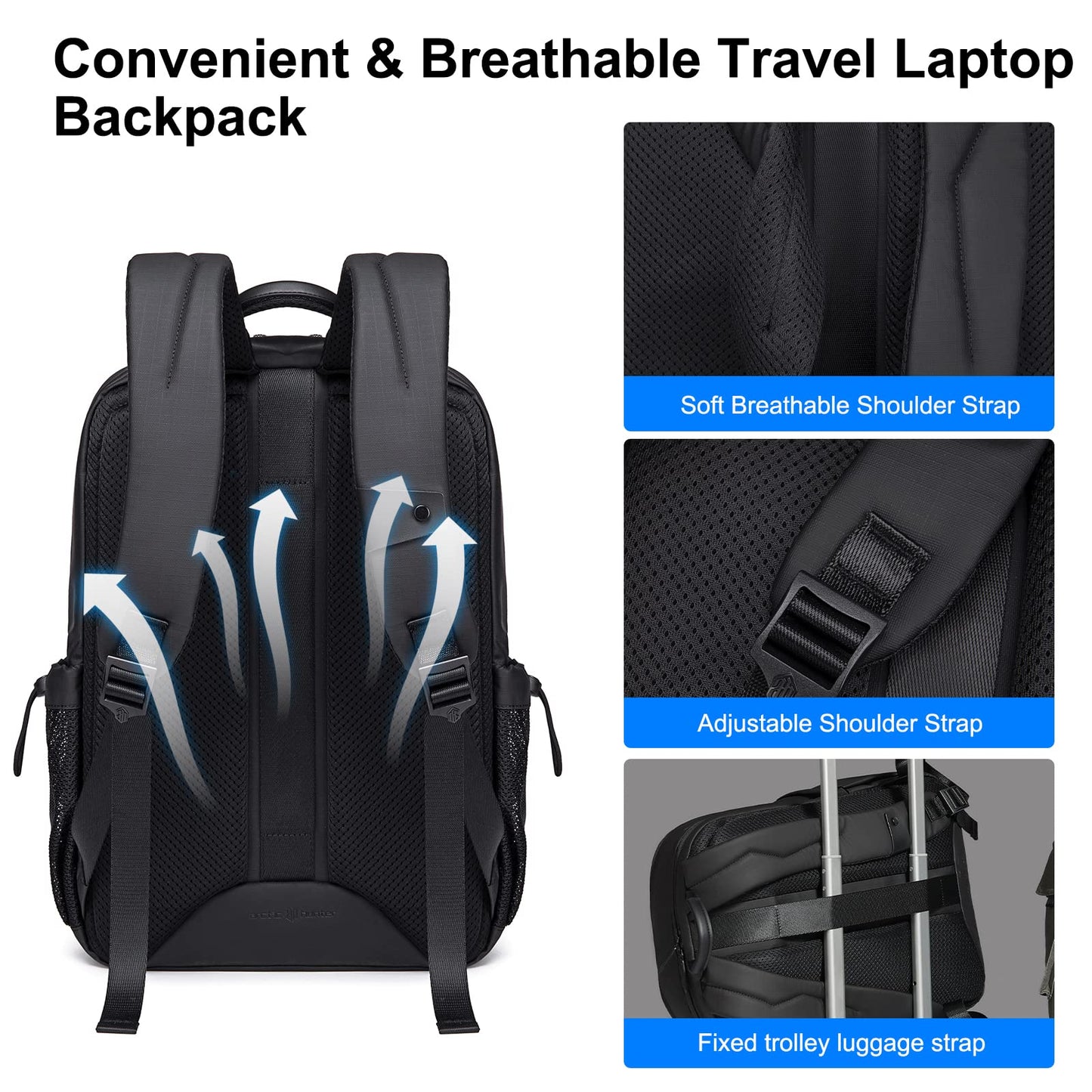 Arctic Hunter Backpack for Men Women 21L Stylish 15.6" Laptop Bag One-Day-Use Capacity Casual Laptop Backpack Multi-pockets Water-resistant Lightweight Padded Backpack for Office College,Black