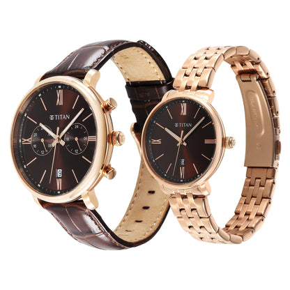 Titan Bandhan Quartz Analog with Date Brown Leather and Stainless Steel- image 2