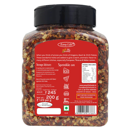 Easy Life Roasted Chilli Flakes 200gm [Ideal Sprinkler Pack for Pizza Chef's Pantry and Every kitchen's Shelf]