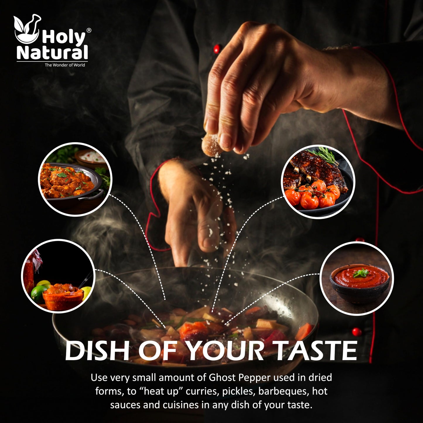 Holy Natural Bhut Jolokia Chilli Whole - 71 gm | Ghost Pepper Pod, Hottest Whole | Smoked Dried & Spicy Chilli Of The World