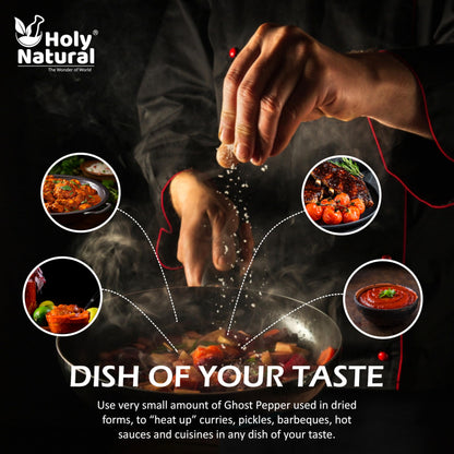 Holy Natural Bhut Jolokia Chilli Whole - 71 gm | Ghost Pepper Pod, Hottest Whole | Smoked Dried & Spicy Chilli Of The World