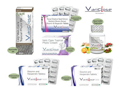 Variclose -500 Advanced Support for Varicose Veins | Helps Strengthens Vein Wall & Improve Micro Circulation | Plant-based Nutrition for Restless Legs Health & Enlarged Vein discomfort | Citrus bioflavonoids Diosmin 450mg Hesperidin 50mg - 30 tablets