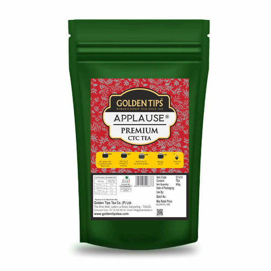 Golden Tips Applause Premium Assam CTC Tea, Strong & Aromatic Chai Patti, Natural Loose Tea Leaves, 500g