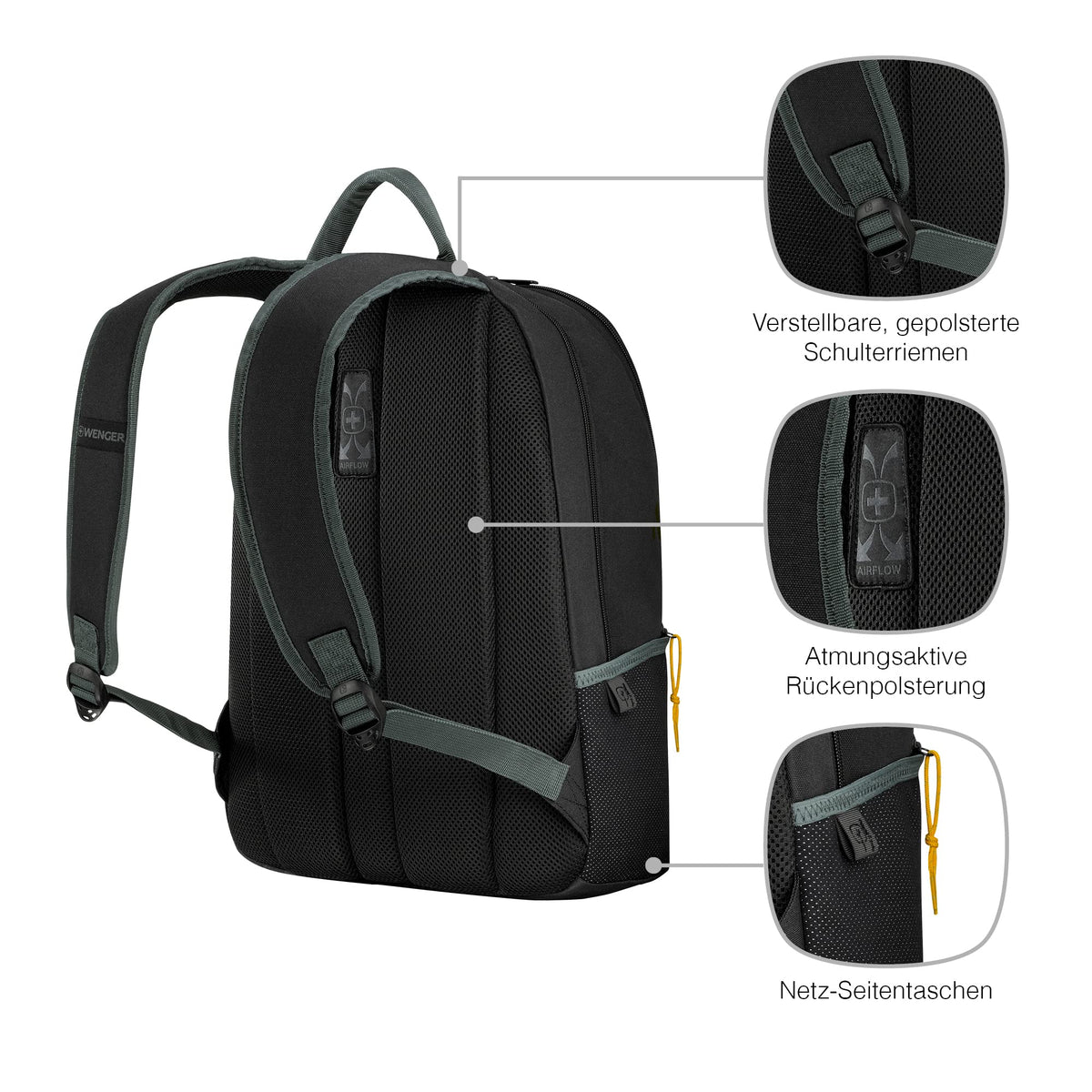 WENGER, Next 23 Trayl, 15.6 Inches Laptop Backpack, 22 liters, Gravity Black, 612564, Work And Adventure Bag