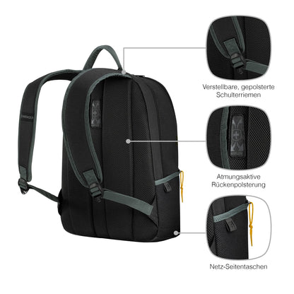 WENGER, Next 23 Trayl, 15.6 Inches Laptop Backpack, 22 liters, Gravity Black, 612564, Work And Adventure Bag