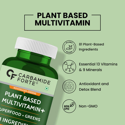 Carbamide Forte Plant Based Multivitamin with 81 Ingredients for Men & Women | Multivitamin for Men & Women - 60 Veg Tablets