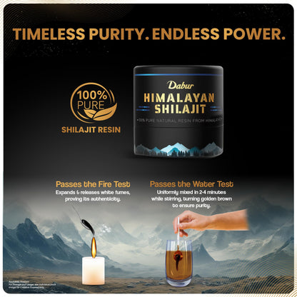 Dabur Himalayan Shilajit/Shilajeet Resin - 15g | 250mg per serving | Boosts Muscle Growth & Stamina | 100% Ayurvedic | Grade A shilajit sourced from the Himalayas up to 19,000 ft