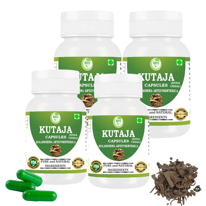 Morsan Healthcare KUTAJA Capsules – 60 Veg Capsules | Holarrhena Antidysenterica Extract | Natural Herbal Supplement | Ayurvedic Wellness Support | Pack of 4