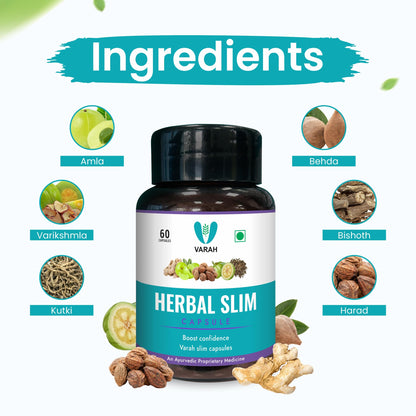 VARAH HEALTHCARE Herbal Slim Capsules - Natural Weight Management Formula | 60 Capsules | Supports Healthy Weight Loss & Metabolism