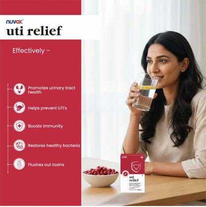 Nuvox UTI Relief- Advanced Urinary Tract Support with Cranberry, D-Mannose & Hibiscus Extract (30 tabs in 1 Pack)