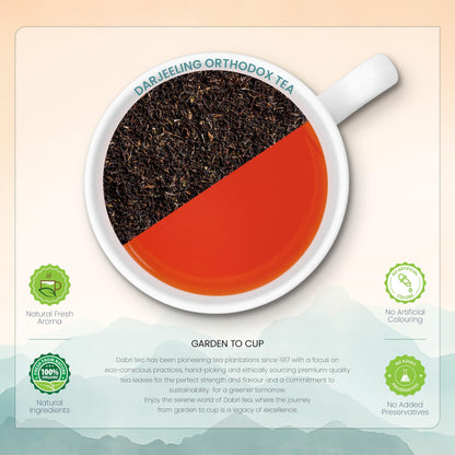 DABRI Darjeeling Orthodox Black Tea 16 Pyramid Dip Tea Bags | No muslin or paper used | Authentic Black Tea from the premium estates in Darjeeling | Light, Floral & Muscatel Flavor