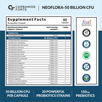 Carbamide Forte Glucosamine Chondroitin MSM 3900mg + Probiotics 50 Billion CFU Combo – 90 Tablets + 60 Veg Capsules