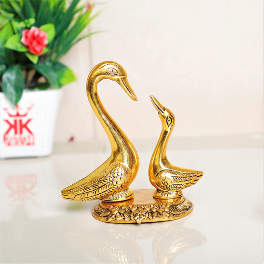Love Birds Swanset Pair of Kissing Duck Metal Statue, Love for Romantic Gift to