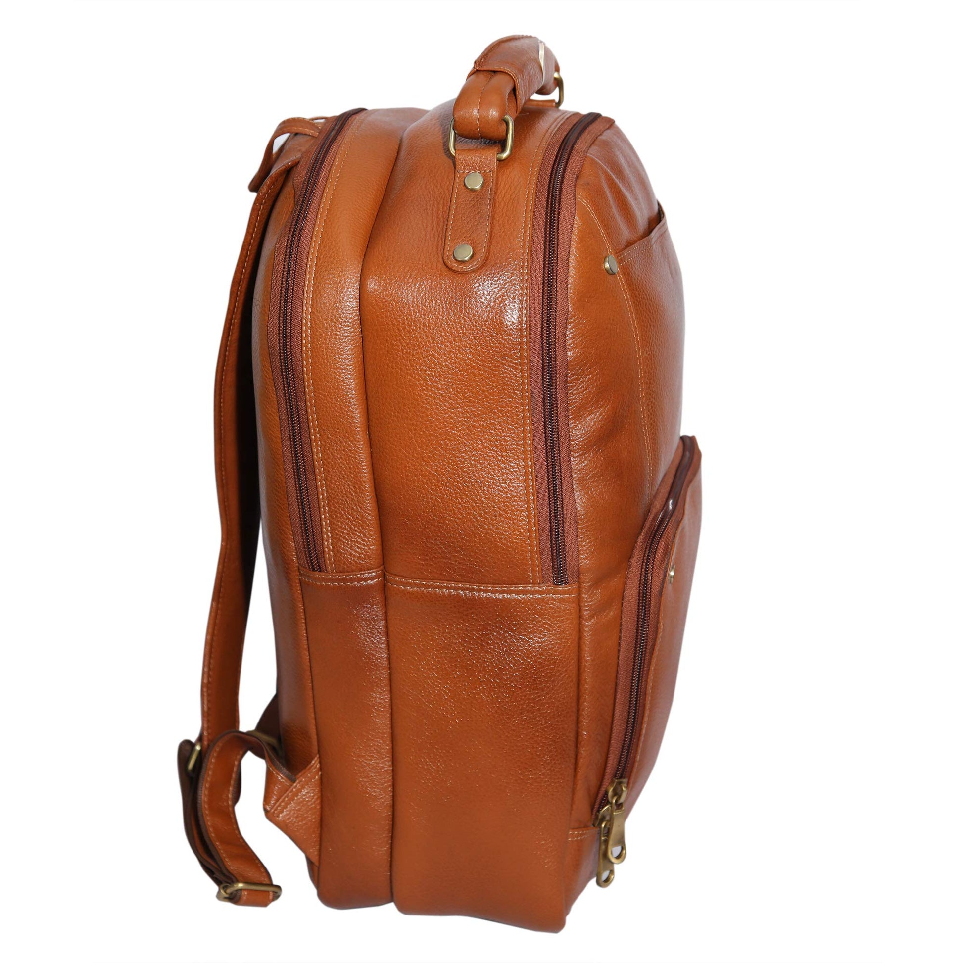 Leathers Villa Men's Leather 15.6'' Laptop Compartment Bag Backpack (Ta- image 2