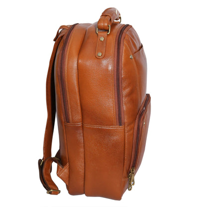 Leathers Villa Men's Leather 15.6'' Laptop Compartment Bag Backpack (Ta- image 2
