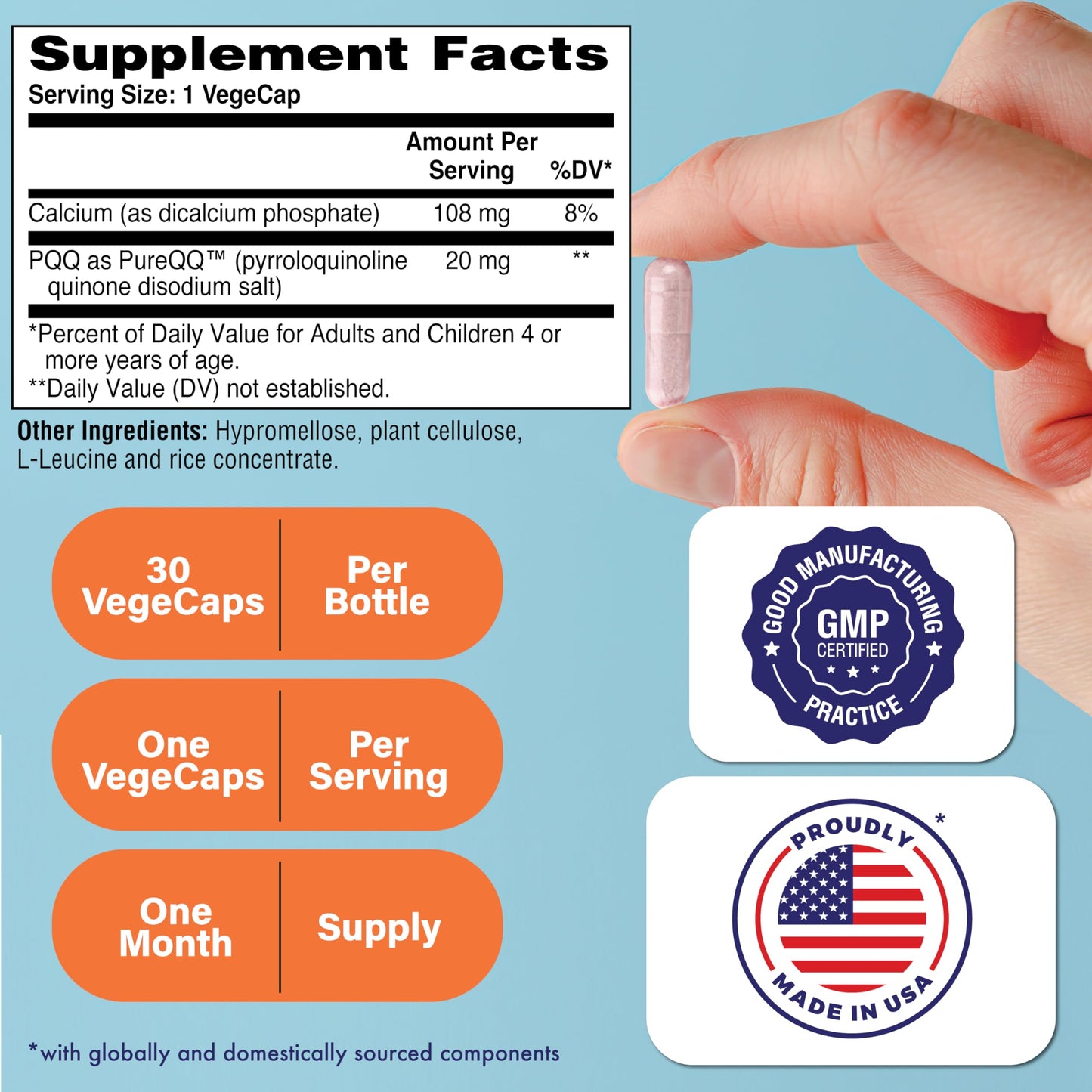 PQQ 20mg (Pyrroloquinoline Quinone) 30 vegecaps