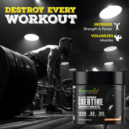 Vitaminnica Creatine Monohydrate Powder for Muscle Strength, Power & Performance | 100% Pure Micronized Creatine | Faster Recovery | 122g | For Men & Women | Pre/Post Workout Supplement