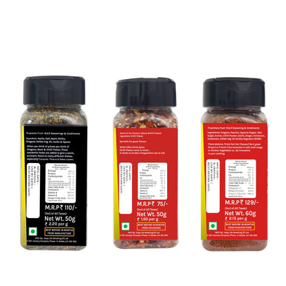 Easy Life Oregano Seasoning 50g, Roasted Chilli Flakes 50g with Peri Peri Seasoning 60g (Combo of 3)