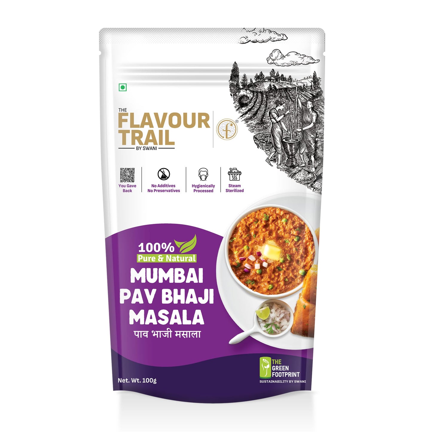 The Flavour Trail Pure & Natural Mumbai Pav Bhaji Masala | Iconic Street-Style Spice Blend | Bold, Tangy & Aromatic | No Preservatives | 100g