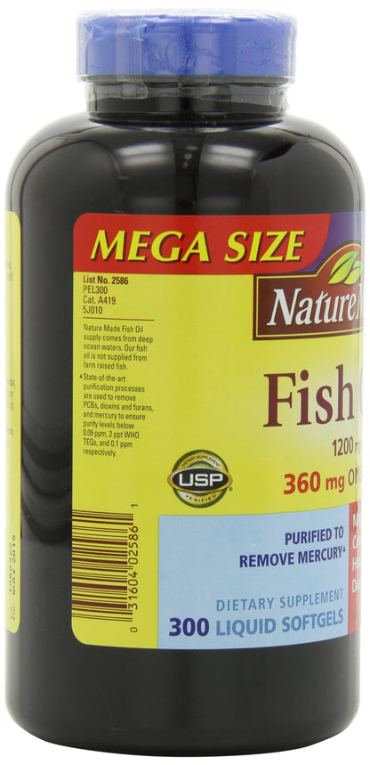 Nature Made Fish Oil Omega-3 1200mg, 300 Softgels