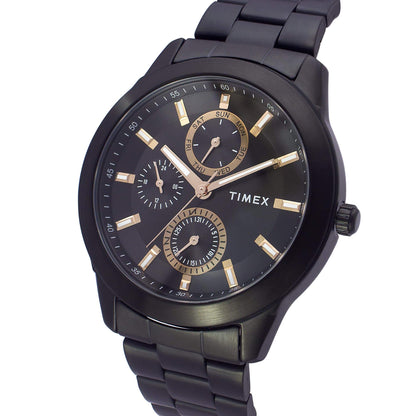 TIMEX Analog Watch for man with Black Round Dial & Black Stainless Steel Bracelet Band Water Resistant Men's Wrist Watches - TWEG18508
