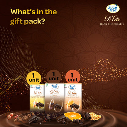 Sugar Free D'Lite The Dark Collection Assorted Chocolate Gift Pack, 120 Grams