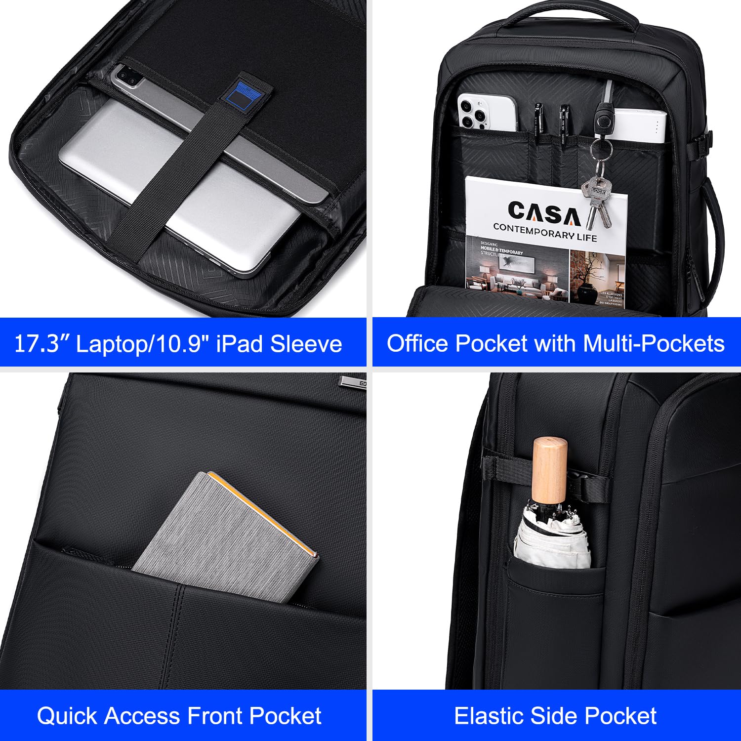 GOLDEN WOLF Travel Backpack for Men Large 30L Multi-Functional Water-re- image 5