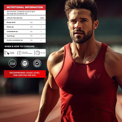 WHEYMILL Micronised Creatine Monohydrate | Lab Tested | Rapid Absorption | Fast Recovery | 100Gm, 33 Servings | Unflavoured