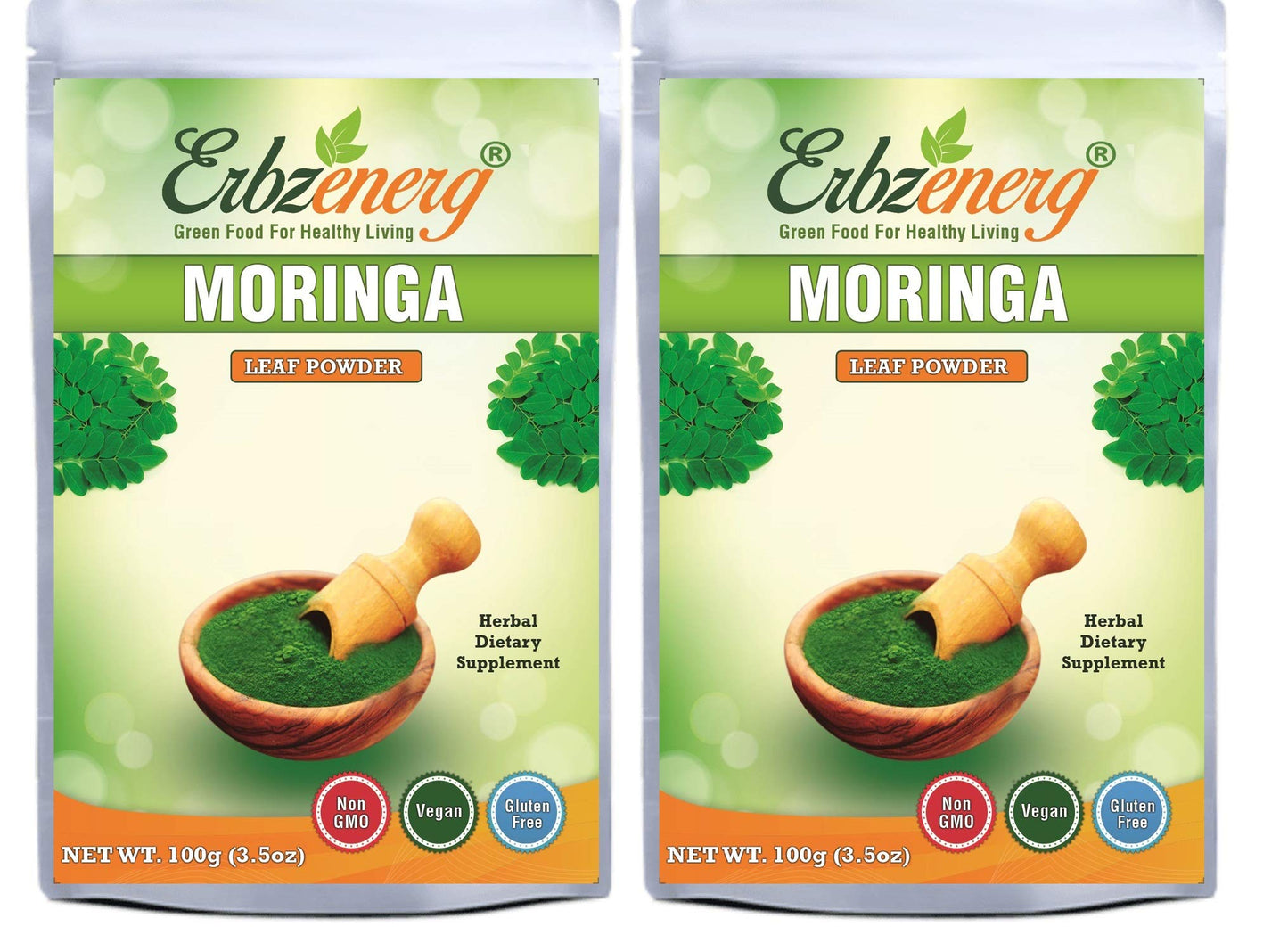 ERBZENERG Organic Moringa Powder – 100g x 2, Pack of 2