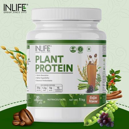 INLIFE Plant Protein Powder - Pea, Quinoa & Brown Rice - 25g Protein -- image 2
