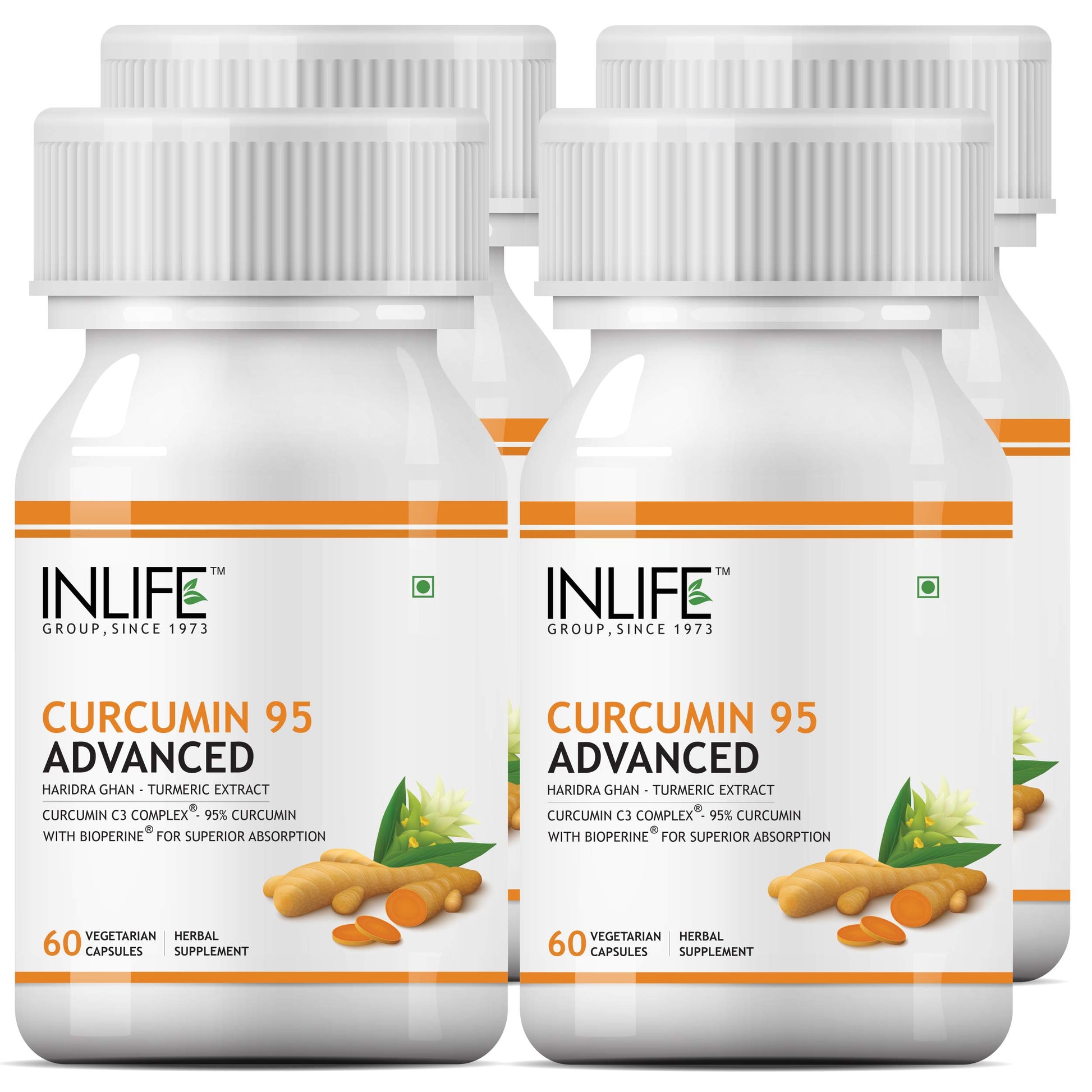 INLIFE Curcumin C3 Complex (95% Curcuminoids) 500 mg Turmeric with BioPerine (Pi