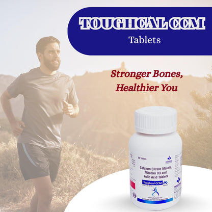 Medconic Healthcare Toughcal CCM | Calcium Citrate Malate with Vitamin D3 & Folic Acid | Bone, Joint & Dental Health Supplement – 30 Tablets