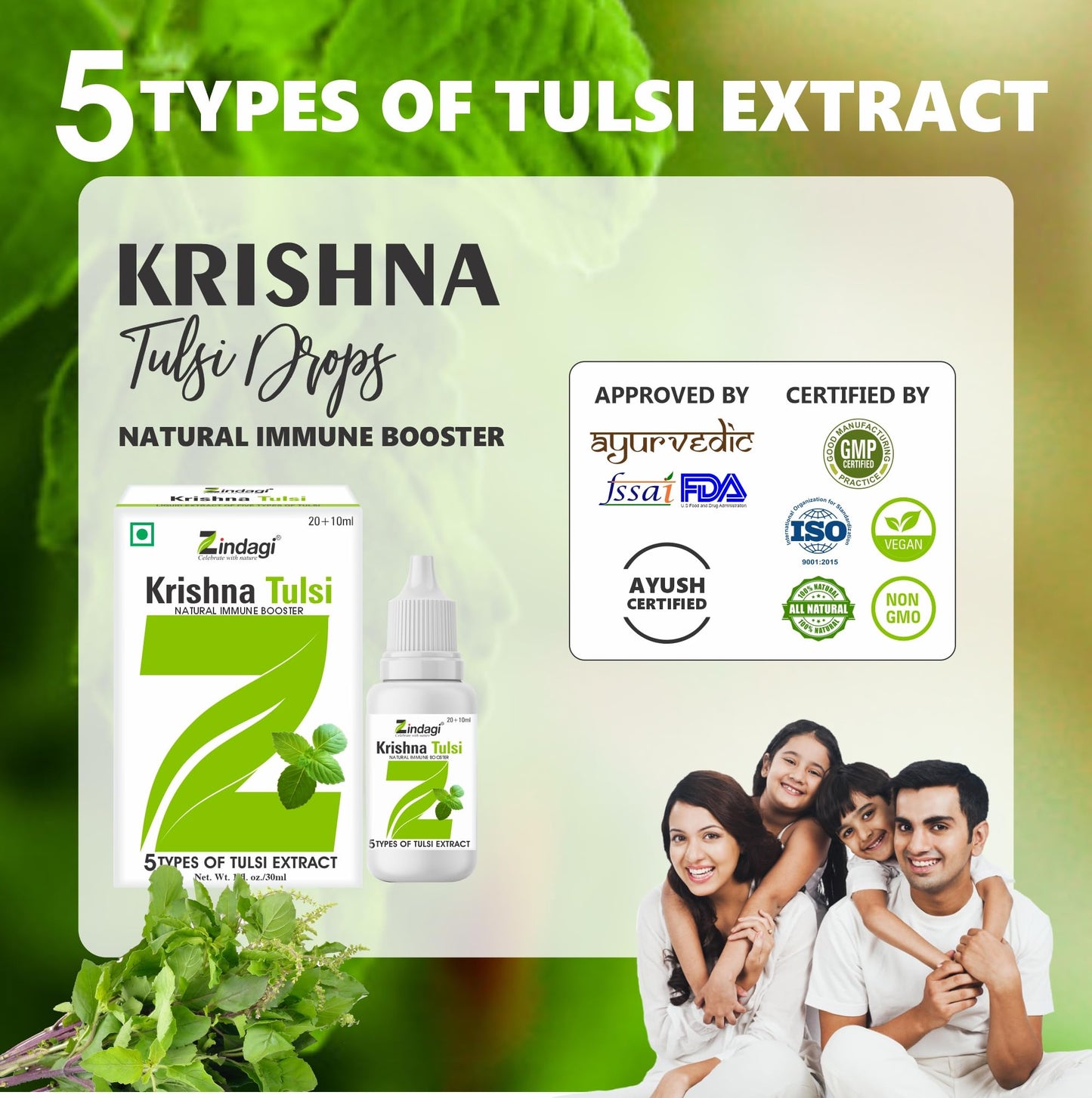 Zindagi Krishna Tulsi Liquid Extract | Natural Antioxidants Very Helpful In Cough Cold | Herbal Tulsi Drops | 60ML