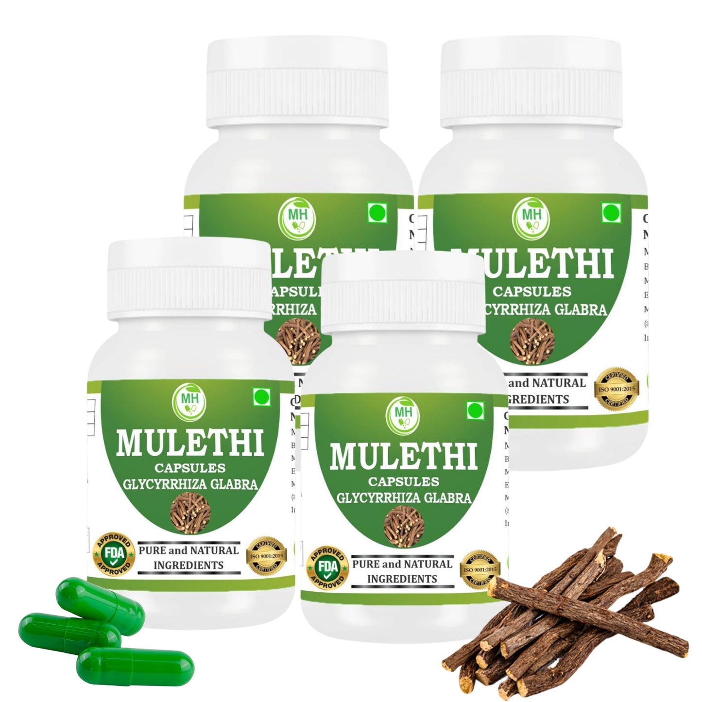 Morsan Healthcare MULETHI Capsules – 60 Veg Capsules | Pure Licorice Root Extract (Glycyrrhiza Glabra) | Natural Herbal Supplement | Ayurvedic Wellness Support | Pack of 4