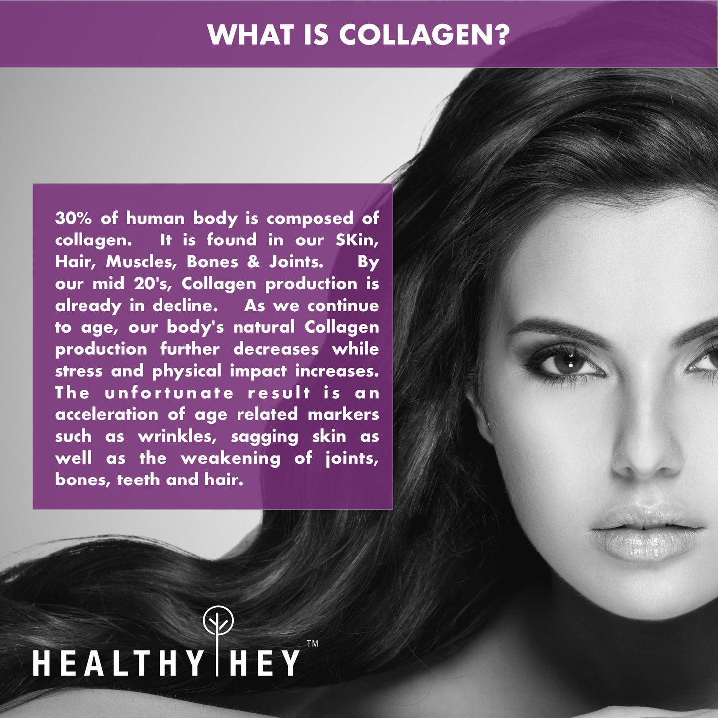 HealthyHey Nutrition Collagen Powder | Collagen Supplement for Glowing Skin | Pure Hydrolysed Collagen Powder for Women and Men | Unflavoured - Pack of 1-250 gm