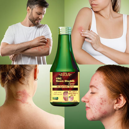 VRC Healthcare Neem Shuddh Syrup 200ml | Helps With Acne, Pimples, Itching Skin | Purifies Blood & Improves Circulation | Controls Body Heat, Immune & Daily Wellness Support | 100% Ayurvedic