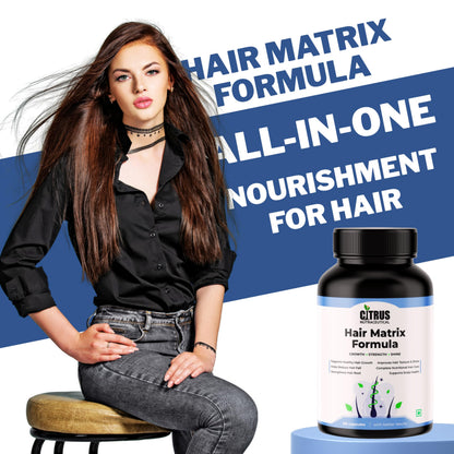 CITRUS NUTRACEUTICAL Hair Matrix Formula, Advanced Growth Supplement with DHT Blockers, Nutrients & Vitamins, Absorption Enhancer, 60 Count