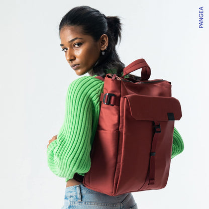 DailyObjects PET Red Clay Pole Convertible Totepack (Tote Bag + Backpack) for Women and Men I Fits any Laptop Upto 14 Inches I Spacious & Sturdy | Lightweight Shoulder Handbag wih Laptop Compartment