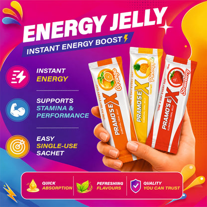 PRAMO'S E-Xtreme Oral Jelly for Men | Intimate Performance, Stamina & Vitality Support | Fast-Absorbing Supplement | 7 Sachets | Pineapple, Orange & Mango Flavours | 7 ml Each