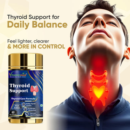 Vitaminnica Thyroid Support Capsules – 60 Vegan Capsules with Iodine - Energy
