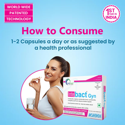 MOREPEN INTEBACT GYN 5.4 BN CFU Capsules | Probiotics Support for Intimate Health & Immunity Booster for Women | 10 Capsules Pack of 2