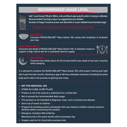 MuscleBlaze Mass Gainer XXL (Chocolate, 1kg / 2.2lbs, 10 Servings) | Wi- image 7