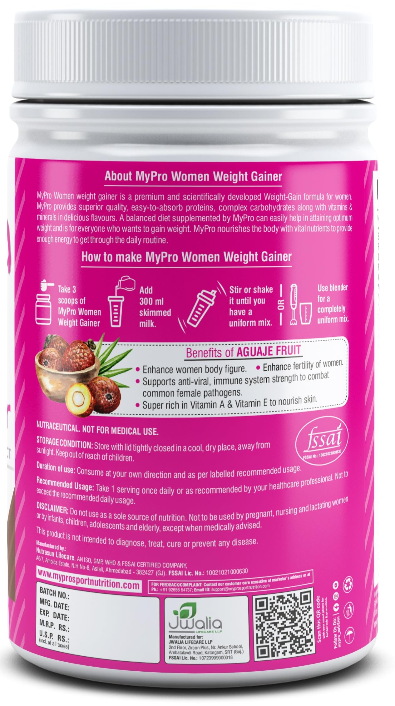 Mypro Sport Nutrition High Protein Women Weight Gainer For Increase Mus- image 3